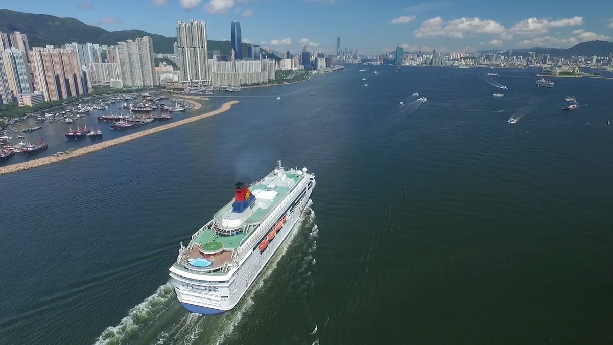 Luxury cruise liner sailing